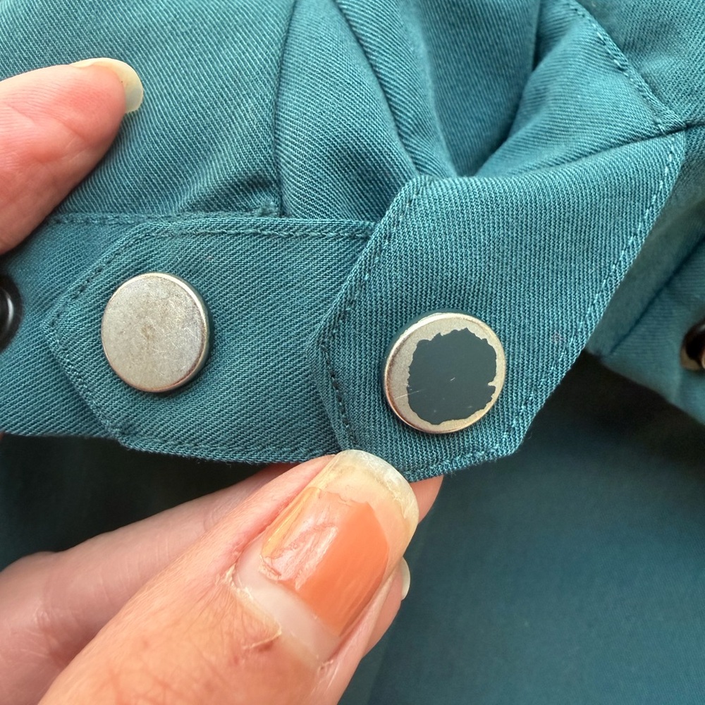 Figs Technical Collection Teal Green Button Up Sc… - image 7